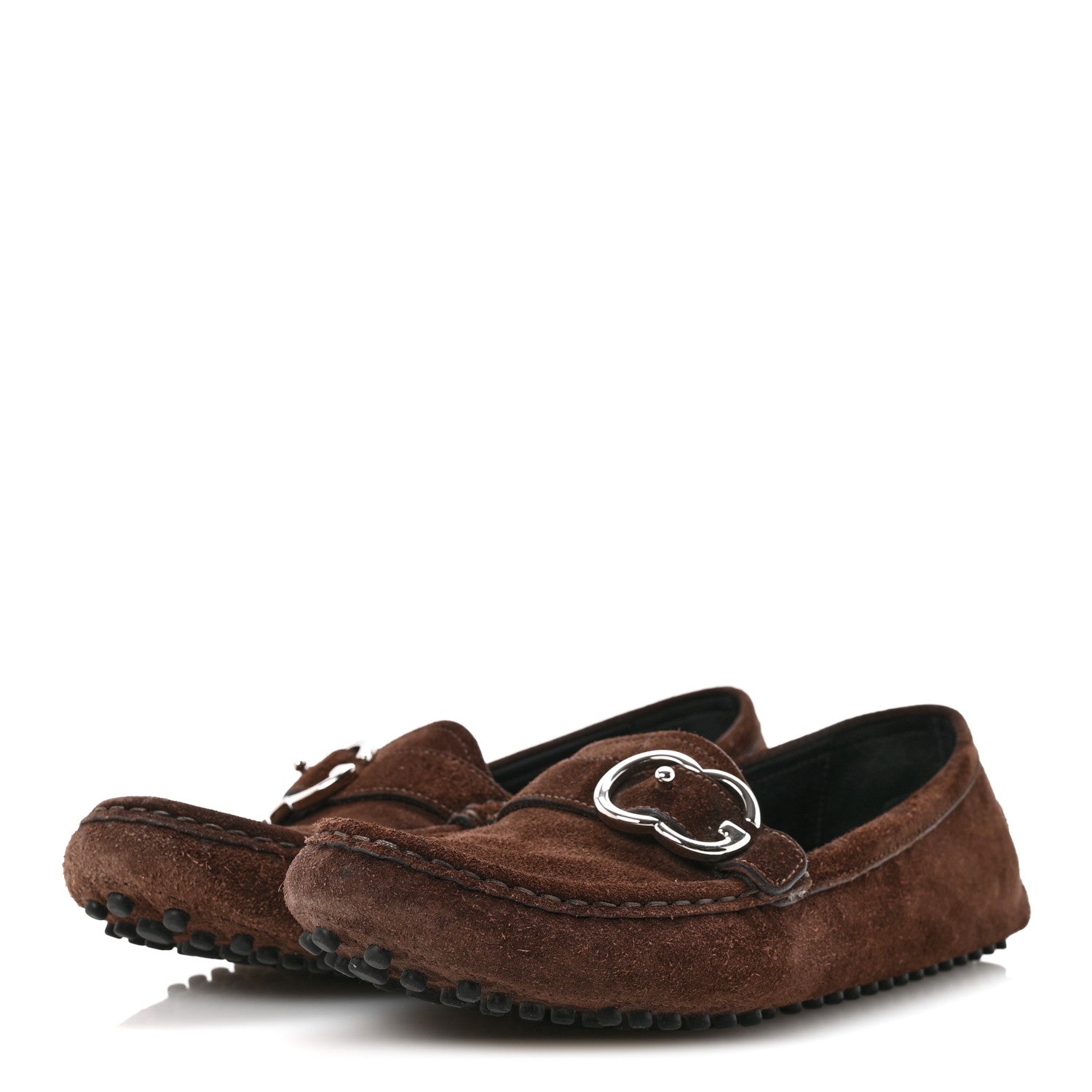 Gucci Suede GG Buckle Driver Loafers 38.5 Brown 4 of 9
