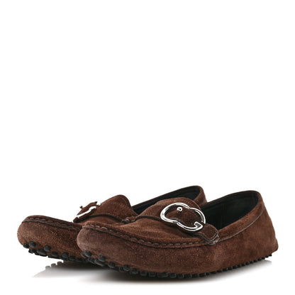 Gucci Suede GG Buckle Driver Loafers 38.5 Brown 4 of 9