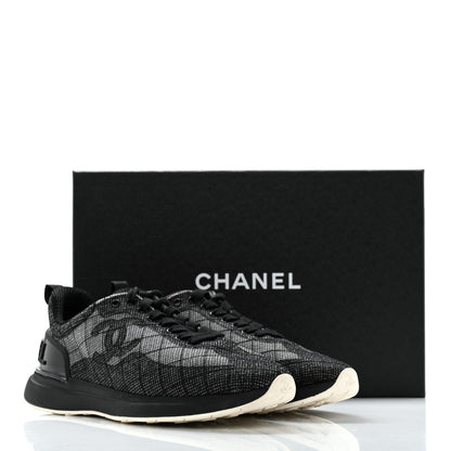 Chanel Mesh Embroidered CC Sneakers 38 Black 10 of 10