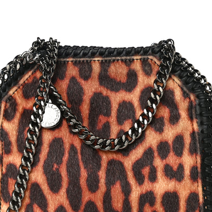 Stella McCartney Faux Calf Hair Leopard Print Mini Falabella Fold Over Tote Black 7 of 9