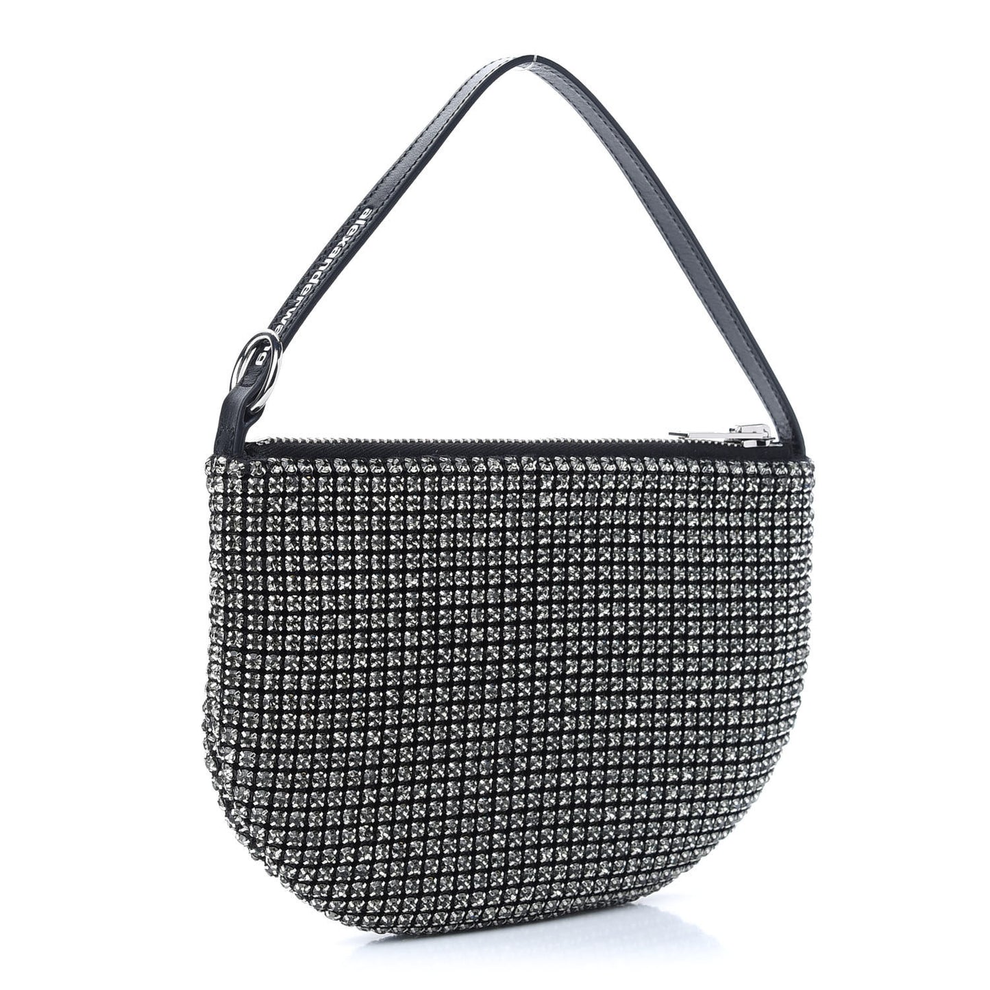 Mesh Crystal Wanglock Fortune Cookie Bag Black