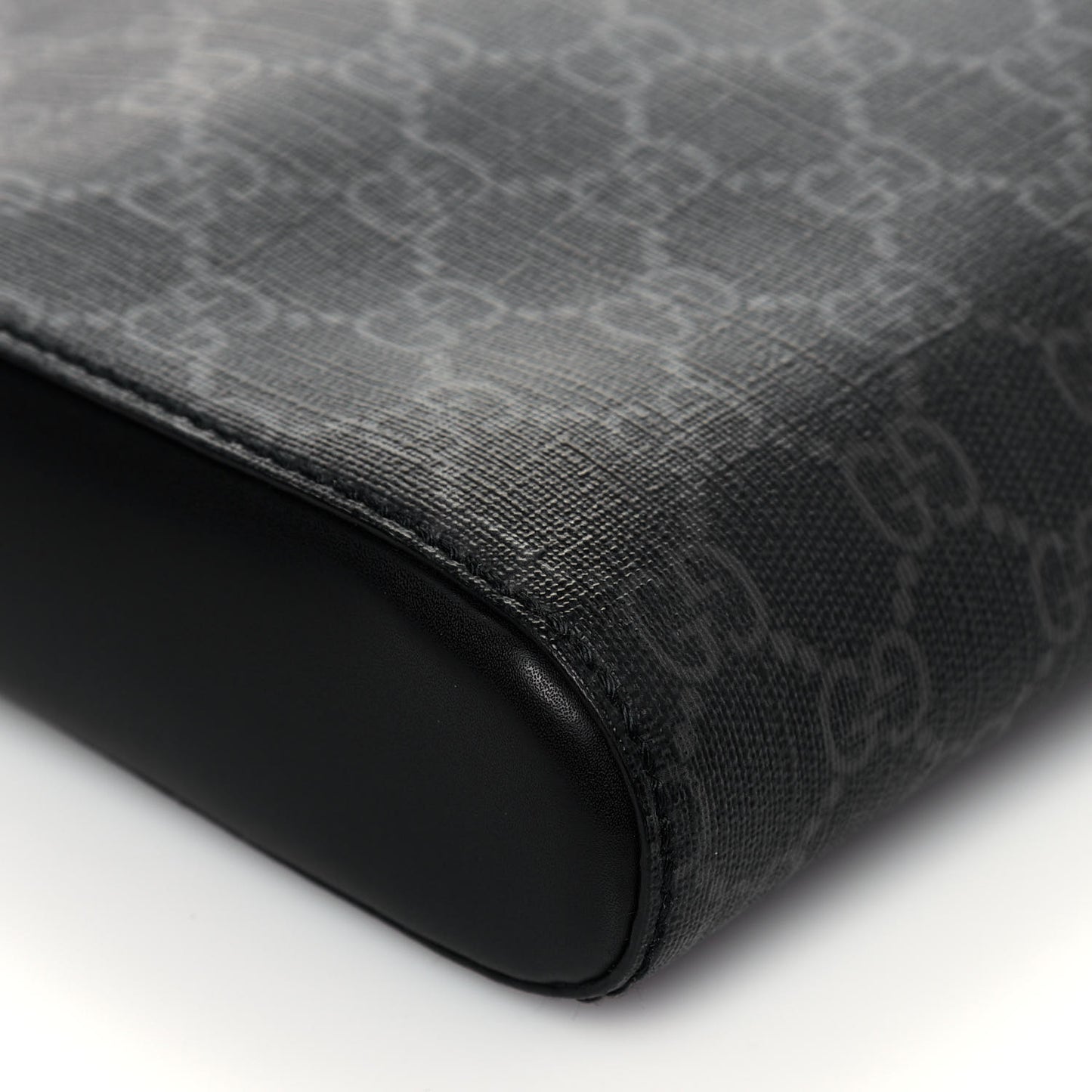 GG Supreme Monogram Appia Calfskin Web Flat Messenger Bag Black Grey