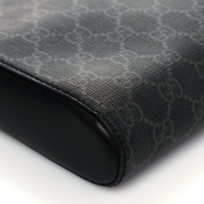 Gucci GG Supreme Monogram Appia Calfskin Web Flat Messenger Bag Black Grey 11 of 12