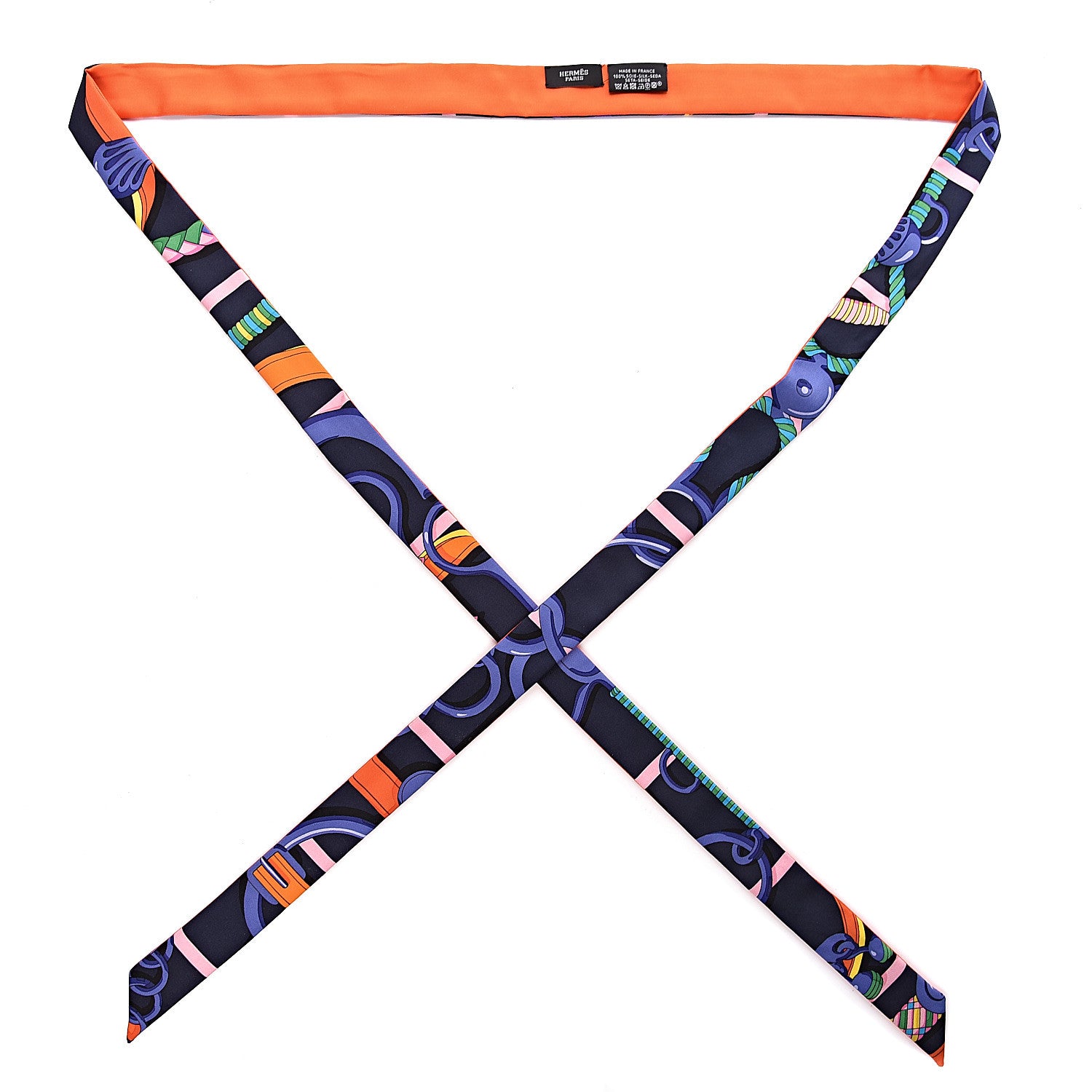 Hermes Silk Panoplie Equestre Twillon Black Orange Coquelicot 2 of 4