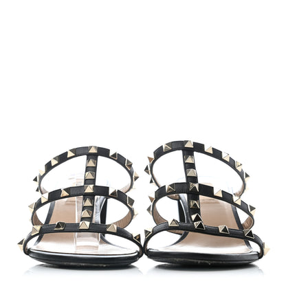 Valentino Garavani Calfskin Rockstud 60mm Caged Slide Sandals 39.5 Black 2 of 7