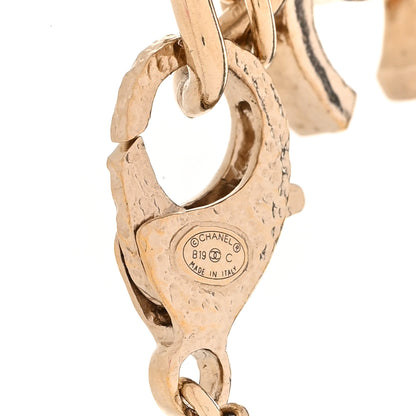 Chanel Metal Glass Crystal Strass Pearl CC Chain Bracelet Gold Multicolor Pearly White 5 of 6