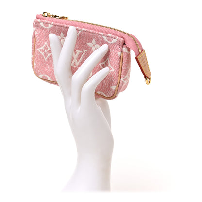 Louis Vuitton Denim Jacquard Monogram Micro Pochette Accessories Rose 2 of 6