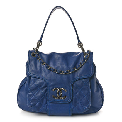 Chanel Glazed Caviar Coco Rider Flap Hobo Navy Blue 1 of 11