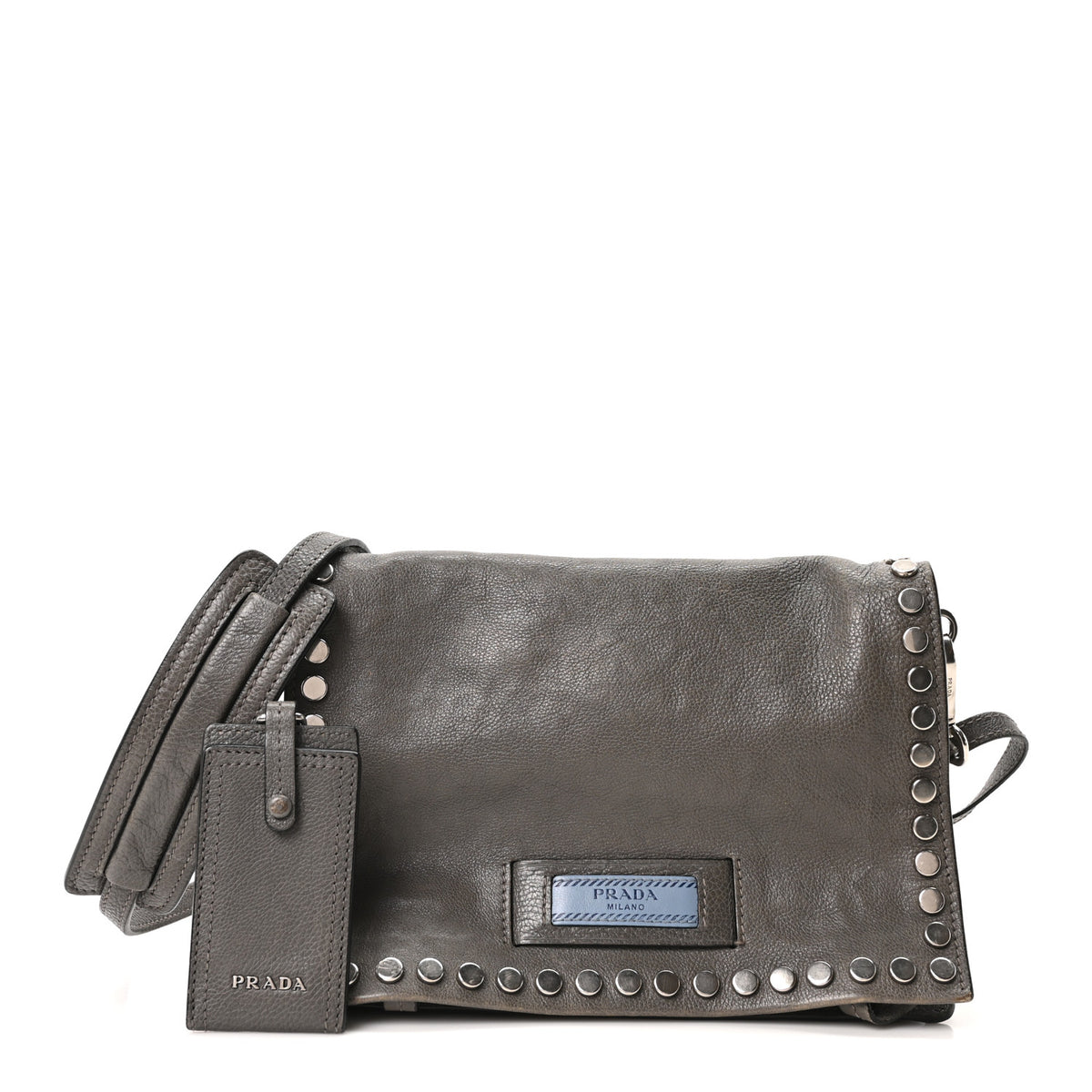 Glace Calf Studded Etiquette Flap Marmo Astrale