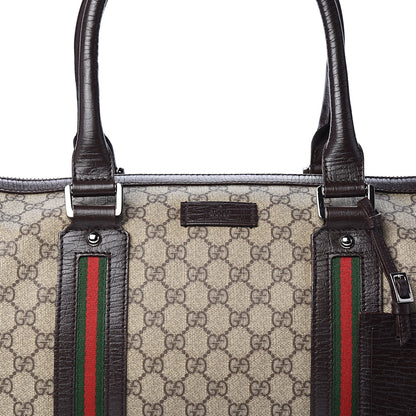 Gucci GG Supreme Monogram Web Medium Carry On Duffle Beige Dark Brown 8 of 8