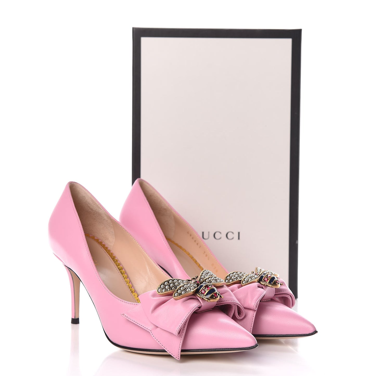 Nappa Queen Margaret Bow Mid Heel Pumps 39.5 Sugar Pink