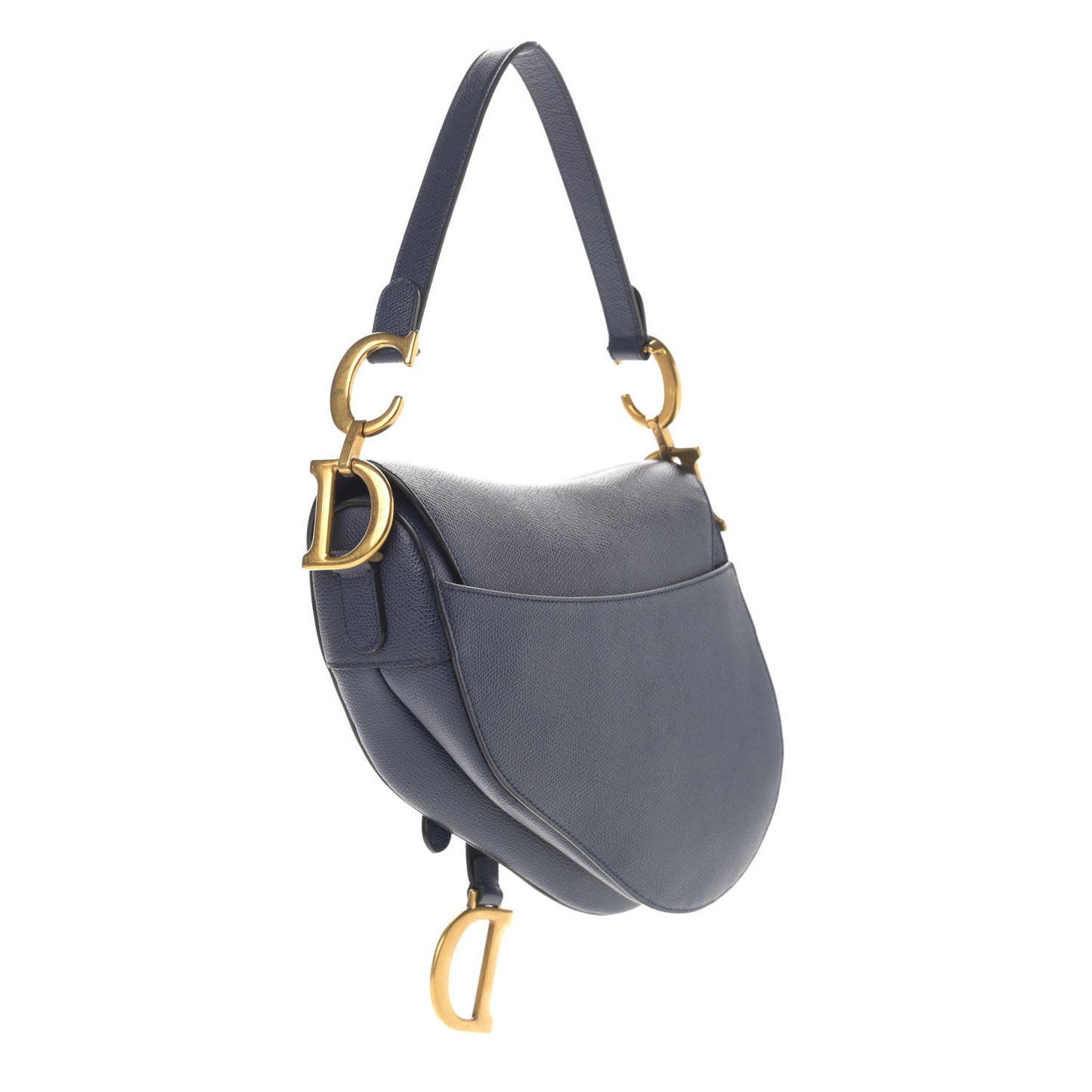 Grained Calfskin Saddle Bag Navy