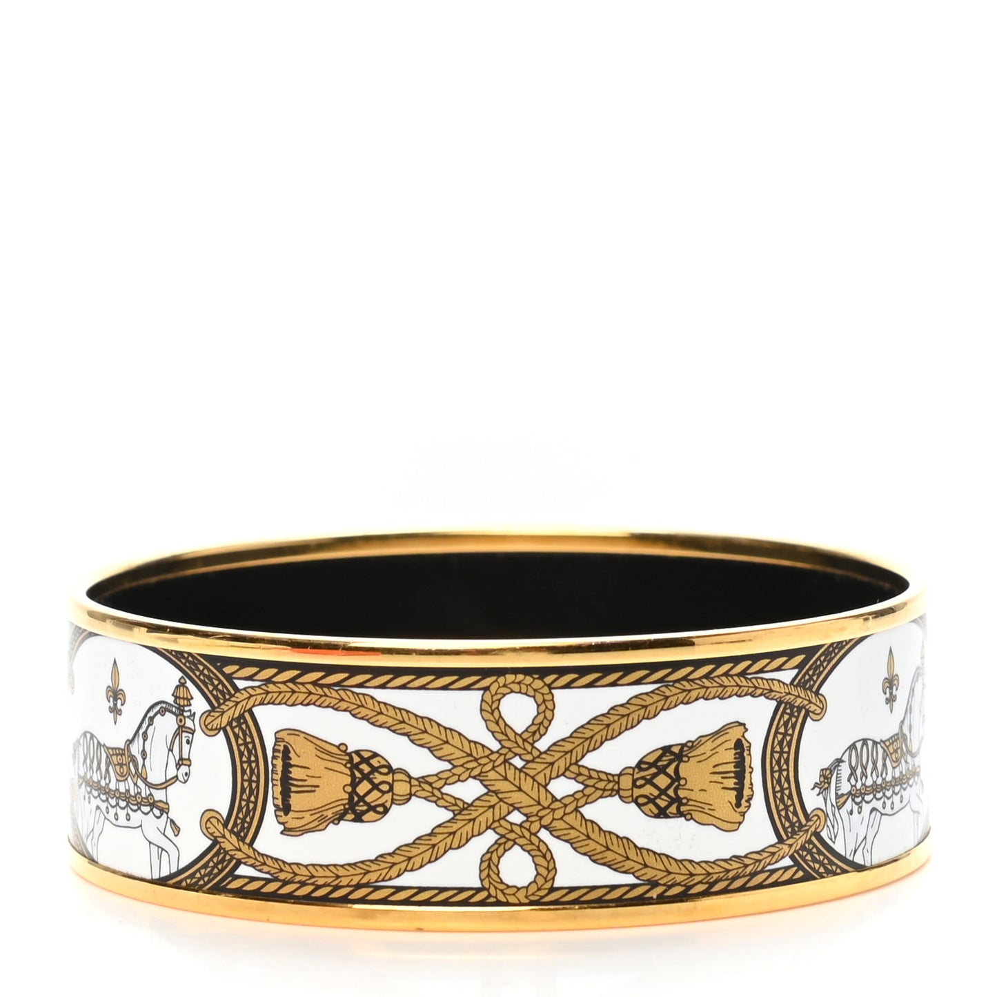 Enamel Printed Wide Grand Apparat Bracelet 70 White
