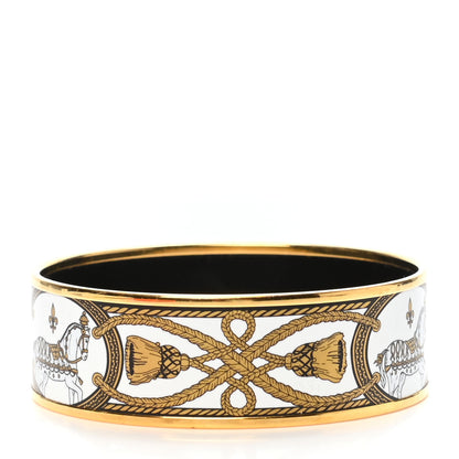 Hermes Enamel Printed Wide Grand Apparat Bracelet 70 White 3 of 6