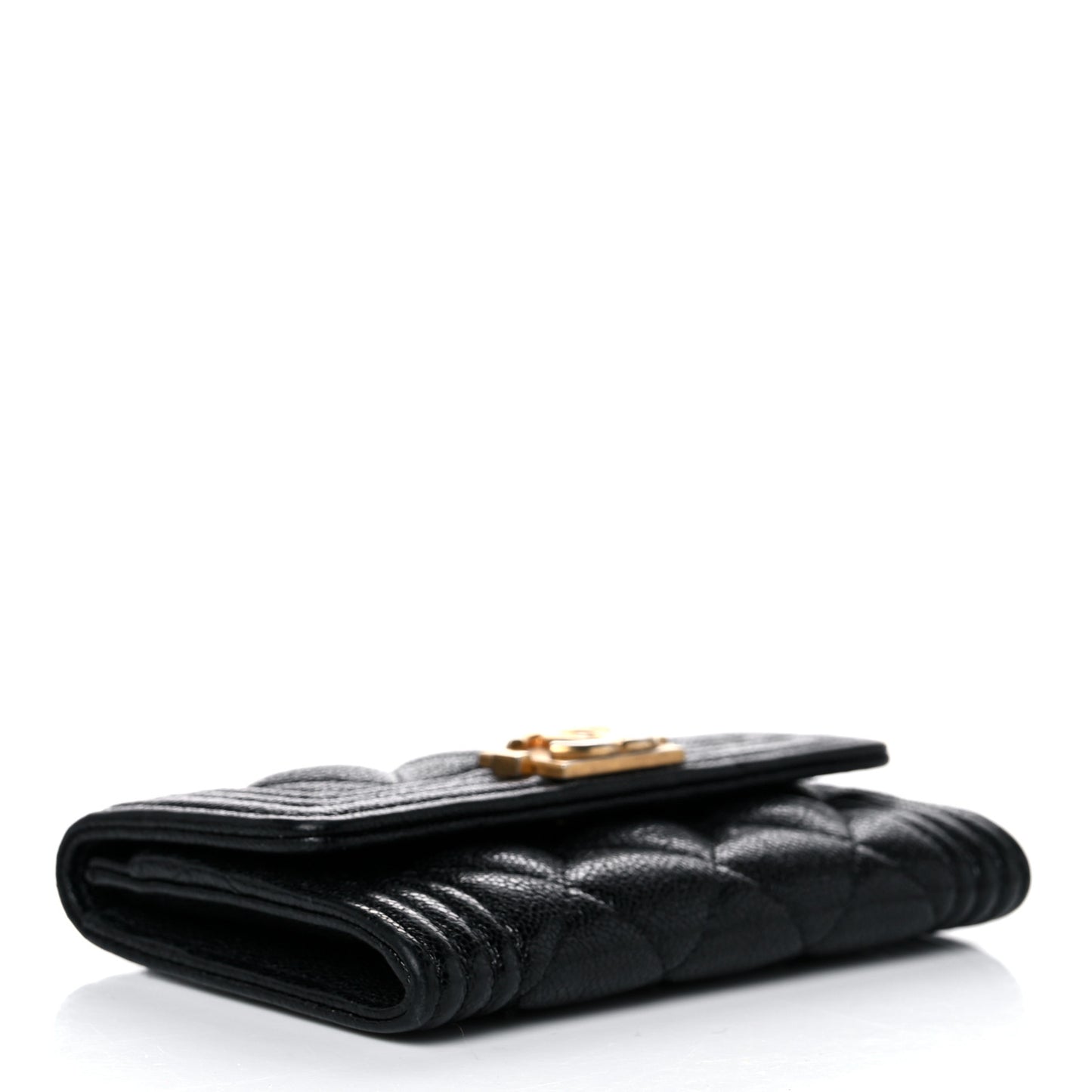 Caviar Quilted Boy Flap Card Holder Black