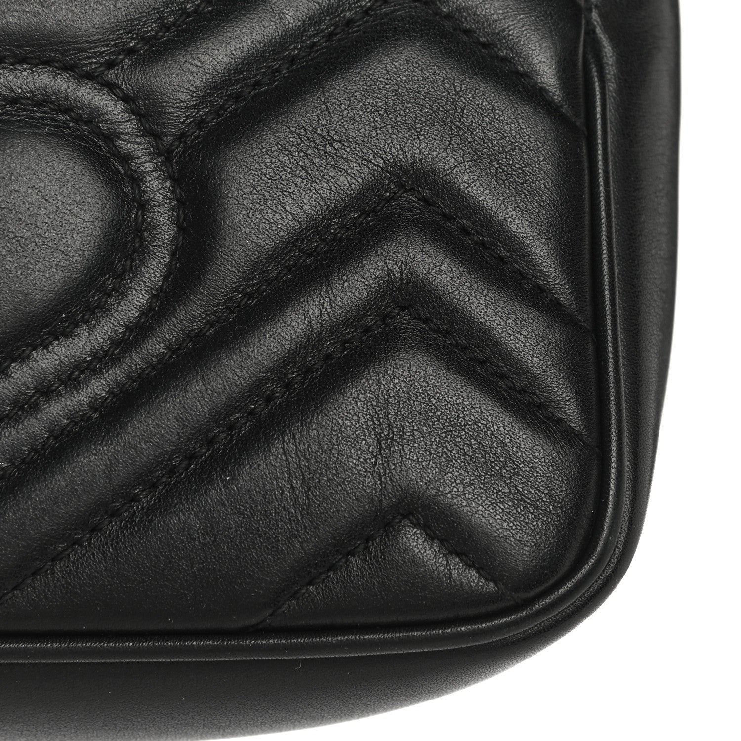 Gucci Calfskin Matelasse Super Mini GG Marmont Shoulder Bag Black 17 of 19