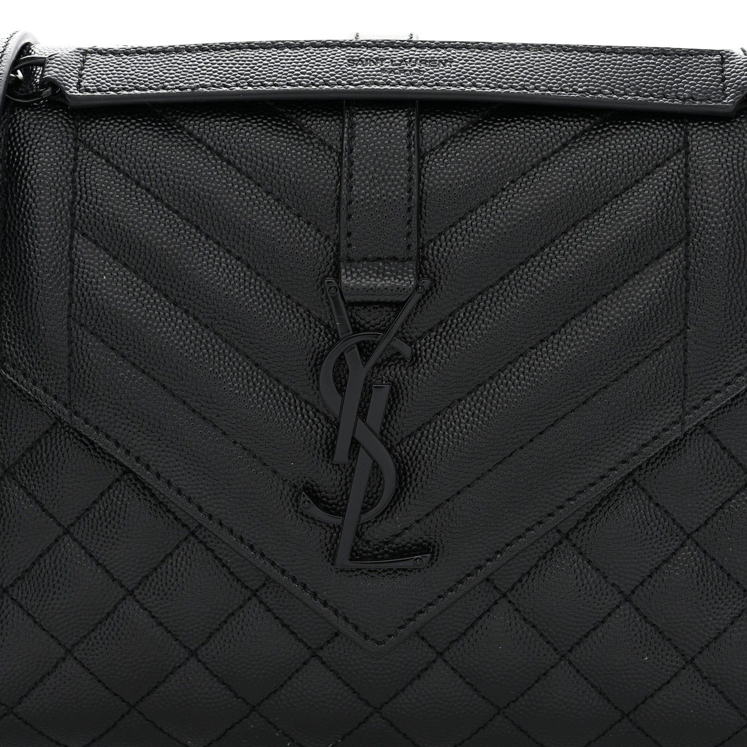 Saint Laurent SAINT LAURENT Grain De Poudre Textured Mixed Matelasse Triquilt Medium Monogram Monochrome Satchel Black 8 of 11