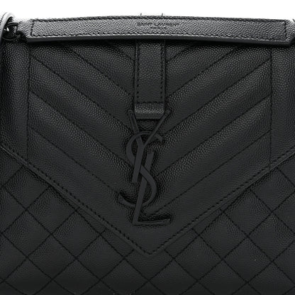 Saint Laurent SAINT LAURENT Grain De Poudre Textured Mixed Matelasse Triquilt Medium Monogram Monochrome Satchel Black 8 of 11