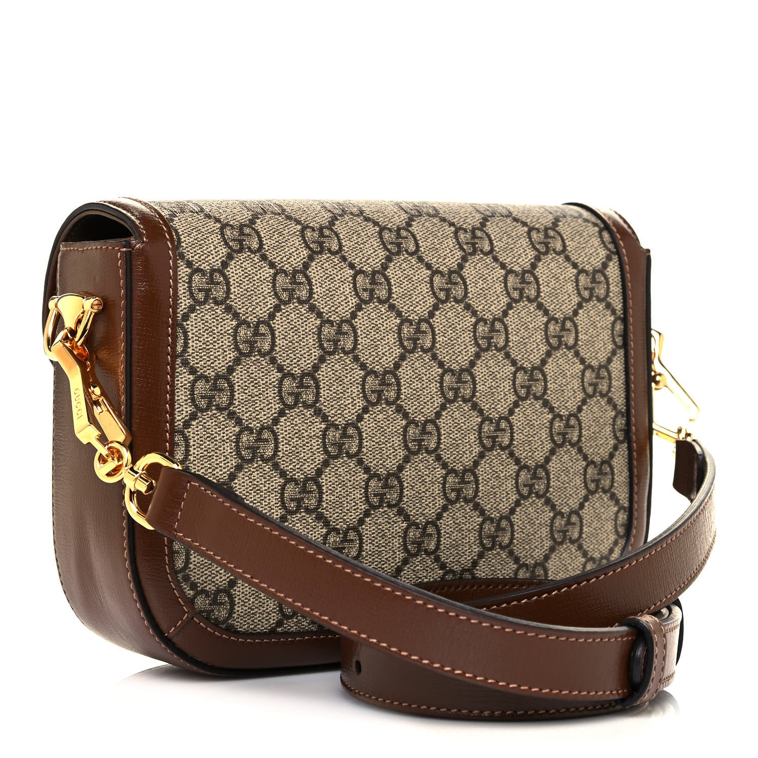Gucci GG Supreme Monogram Web Mini Horsebit 1955 Shoulder Bag Beige Brown Sugar 3 of 13
