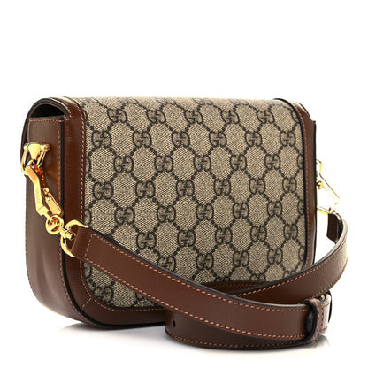 Gucci GG Supreme Monogram Web Mini Horsebit 1955 Shoulder Bag Beige Brown Sugar 3 of 13