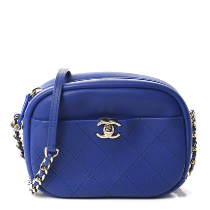 Chanel Goatskin Quilted Small Casual Trip Camera Case Blue 1 of 11