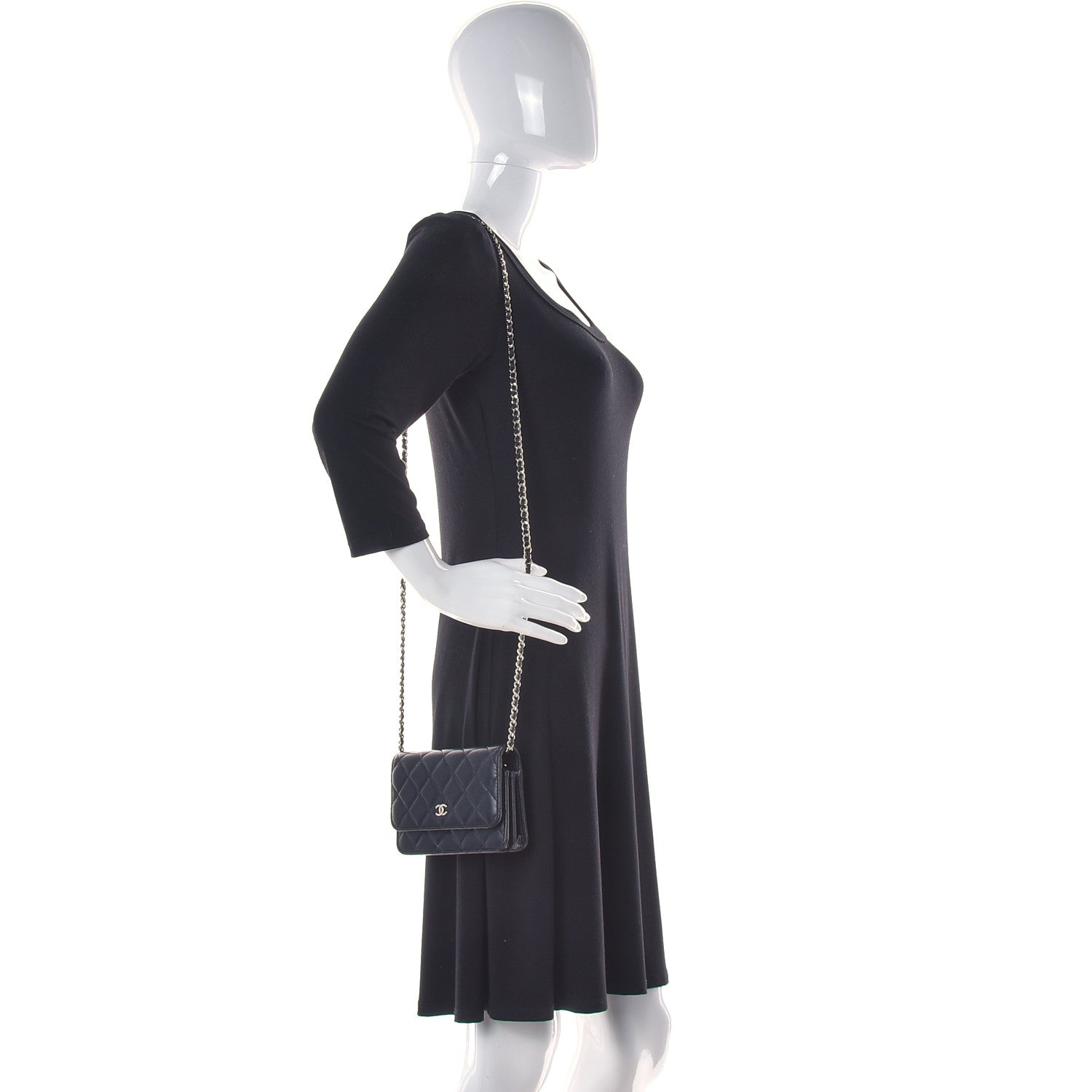 Chanel Lambskin Quilted Mini Wallet On Chain WOC Black 3 of 13