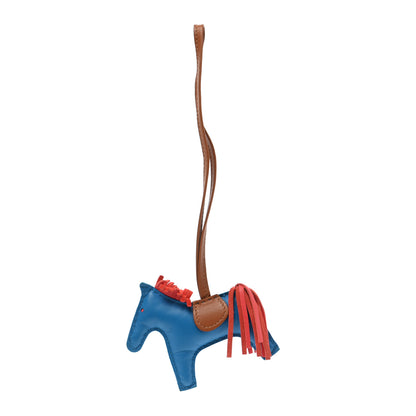 Hermes Milo Lambskin Grigri Rodeo Horse Bag Charm PM Blue Zanzibar Rose Texas Gold 1 of 6