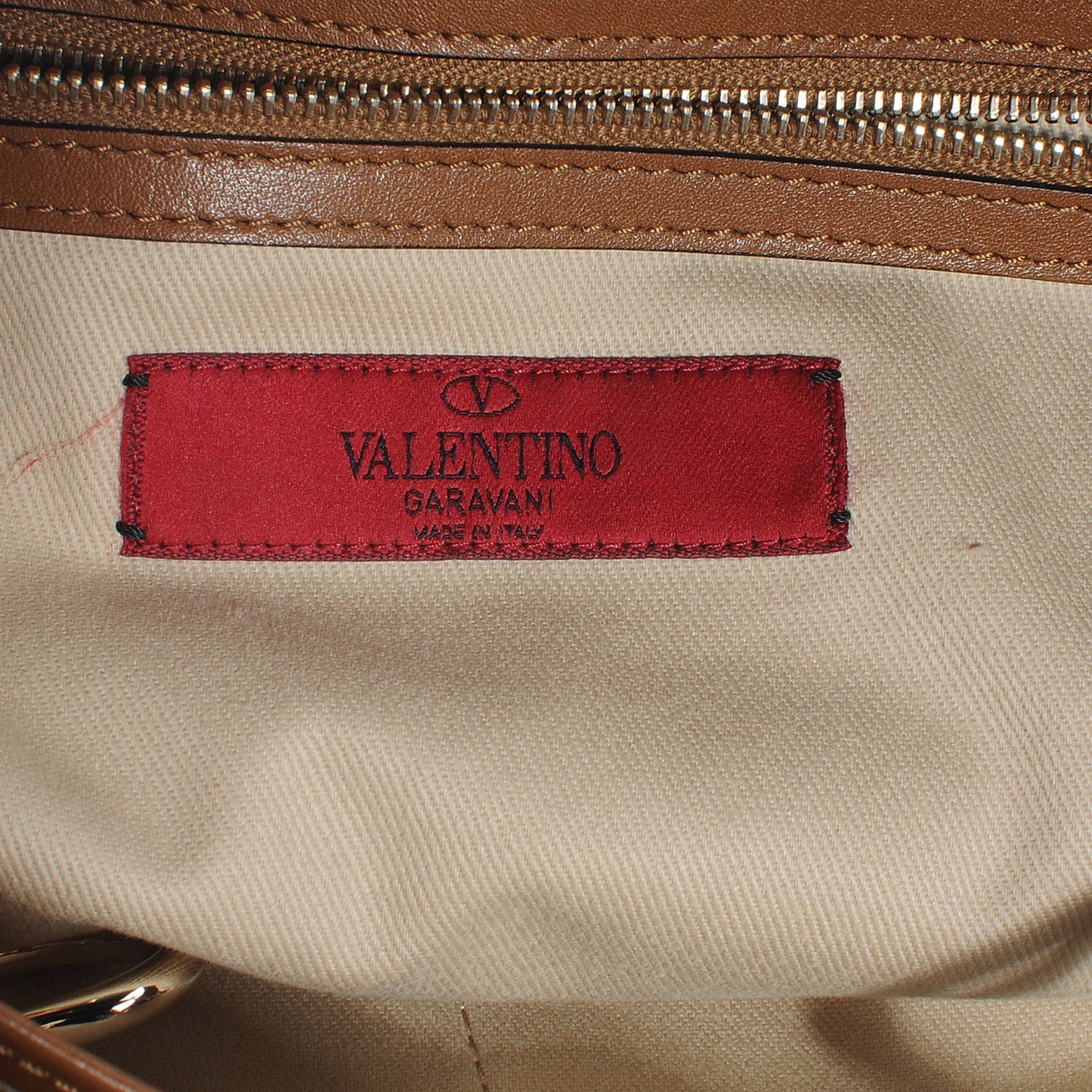 Vitello Rockstud All Over New Dome Bucket Tote Cognac