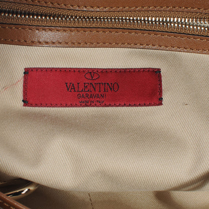 Valentino Garavani Vitello Rockstud All Over New Dome Bucket Tote Cognac 9 of 9