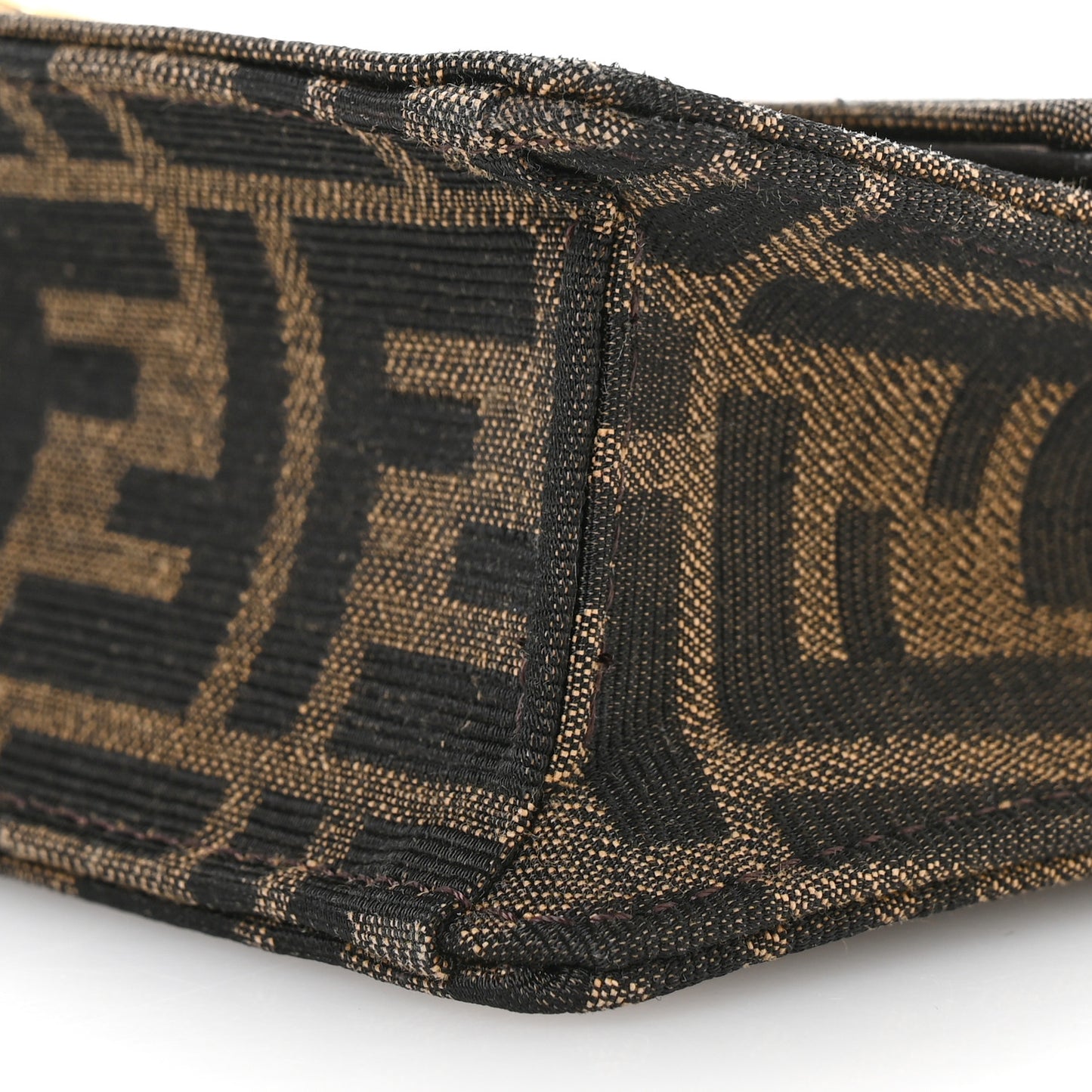 Fabric Jacquard FF 1974 Wallet On Chain Tobacco Moro