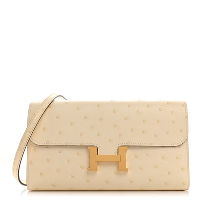 Hermes Ostrich Constance Long Wallet To Go Nata 1 of 9