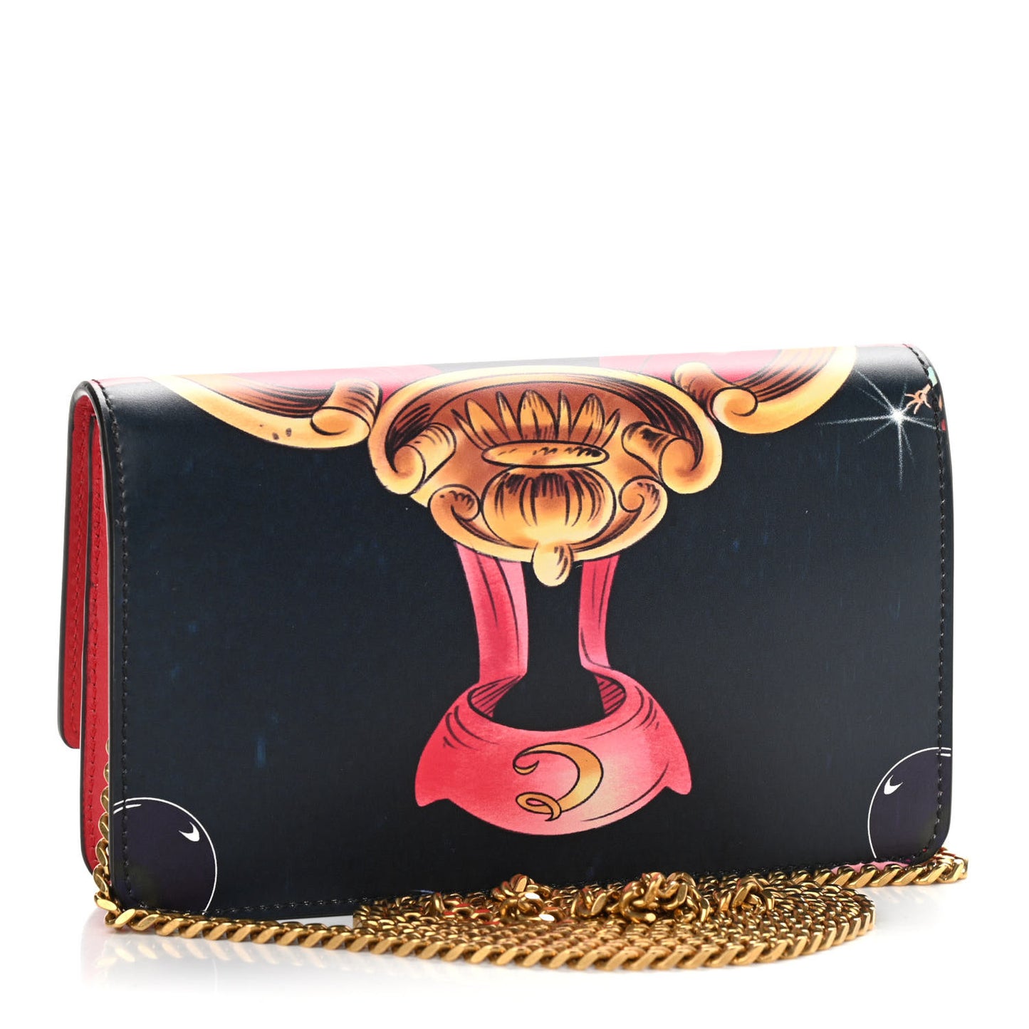 X DISNEY Nappa Cinderella Print Chain Wallet Multicolor
