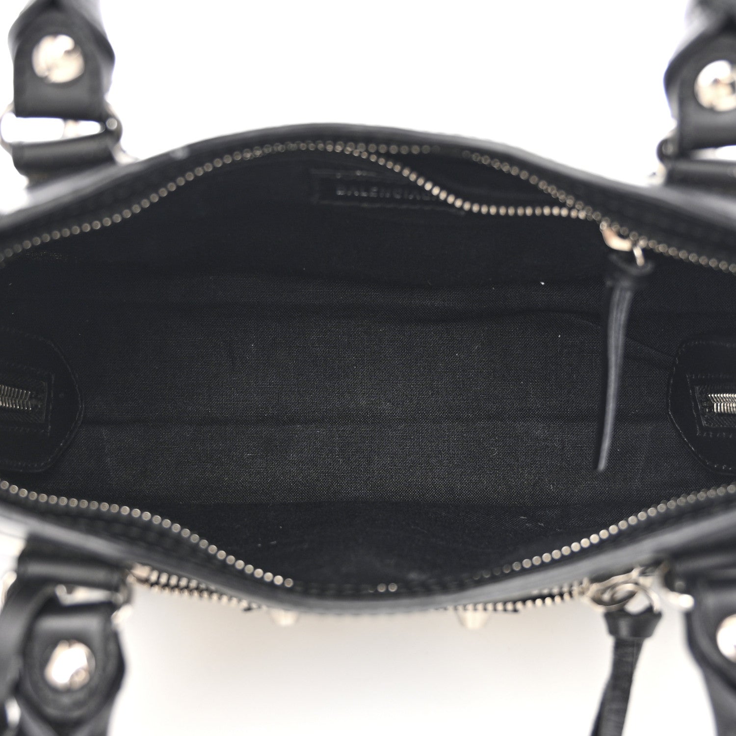 Balenciaga Canvas Satin Calfskin Diagonal Allover Logo Print Classic Silver Hardware Mini City Natural Black 5 of 14