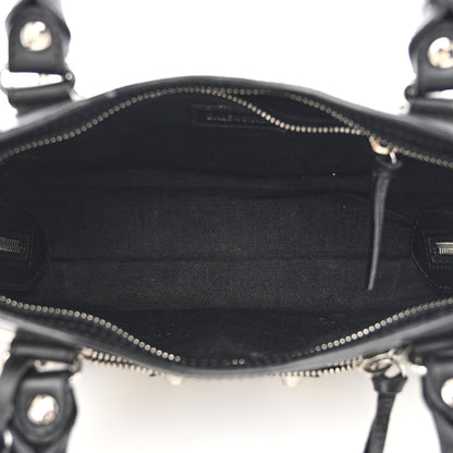 Balenciaga Canvas Satin Calfskin Diagonal Allover Logo Print Classic Silver Hardware Mini City Natural Black 5 of 14