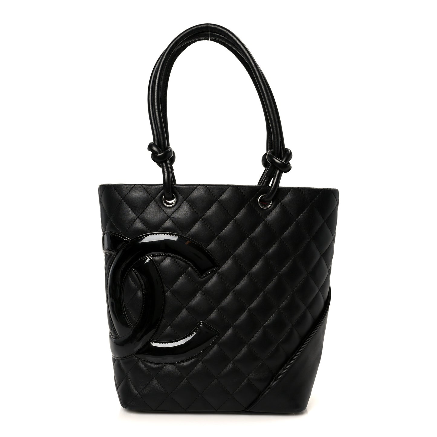 Calfskin Quilted Medium Cambon Tote Black