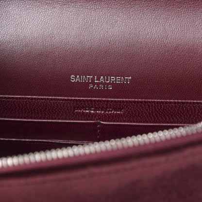 Saint Laurent Velvet Crystal Monogram Kate Tassel Shoulder Bag Burgundy 6 of 11