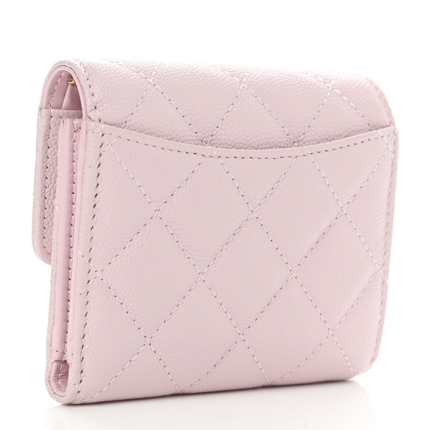 Caviar Quilted Compact Flap Wallet Light Pink