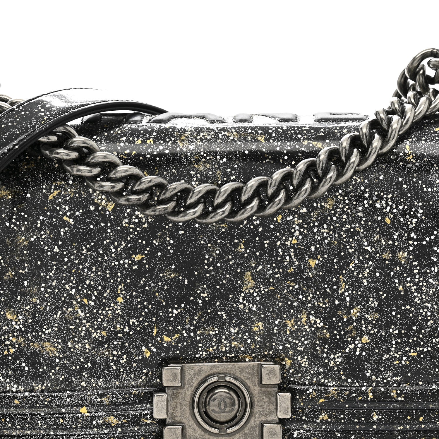 Chanel Glitter Glazed Calfskin Medium Boy Flap Black 8 of 10