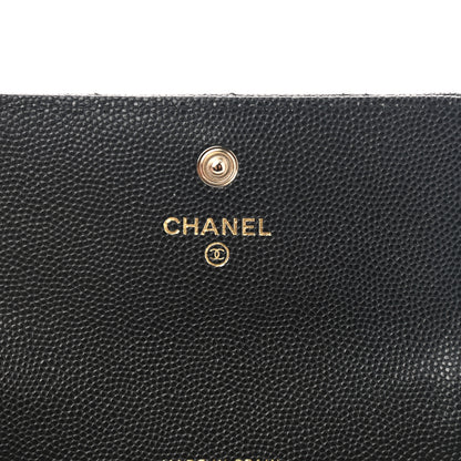 Chanel Caviar Quilted Striated CC Flap Card Holder Black 6 of 9