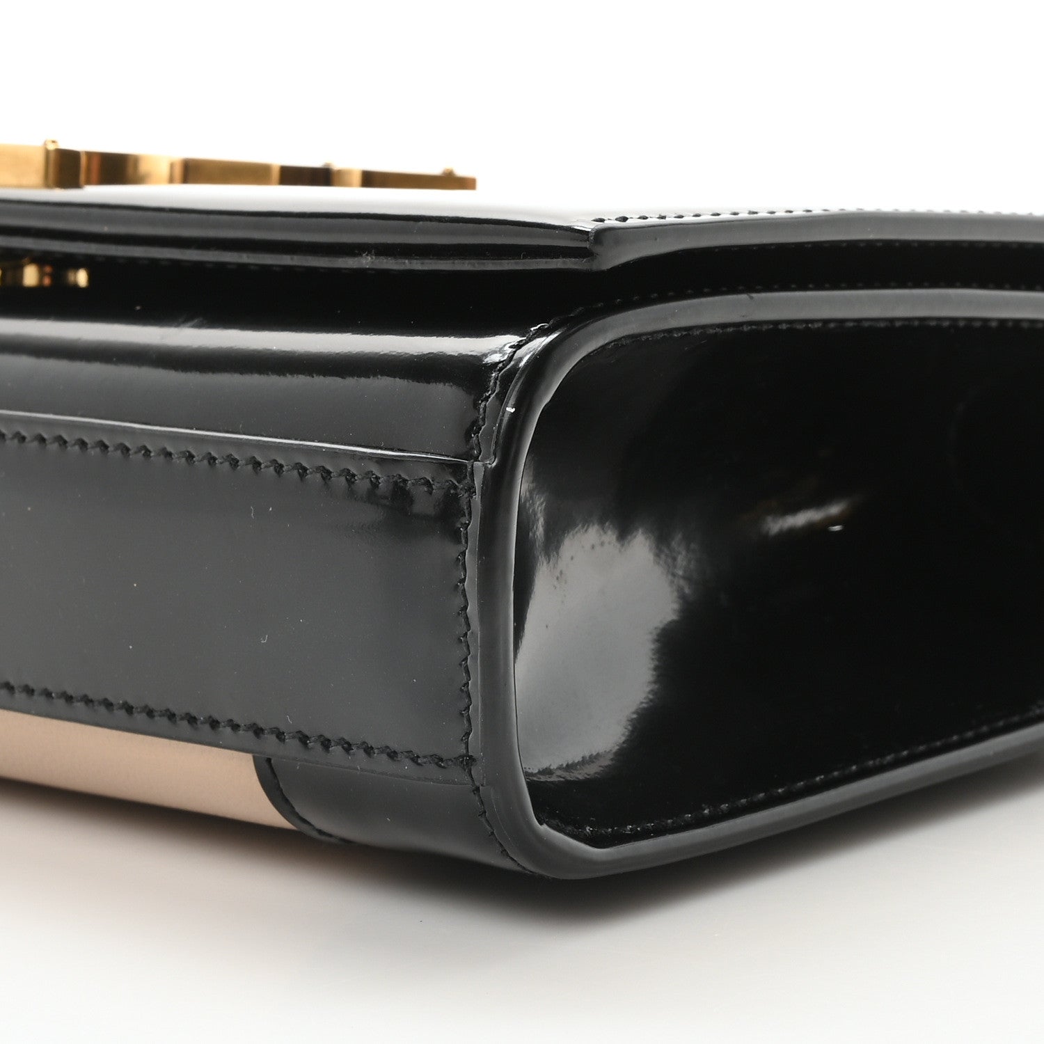Saint Laurent Nappa Patent Calfskin Two-Toned Small Monogram Kate Satchel Desert Sand Black 10 of 10