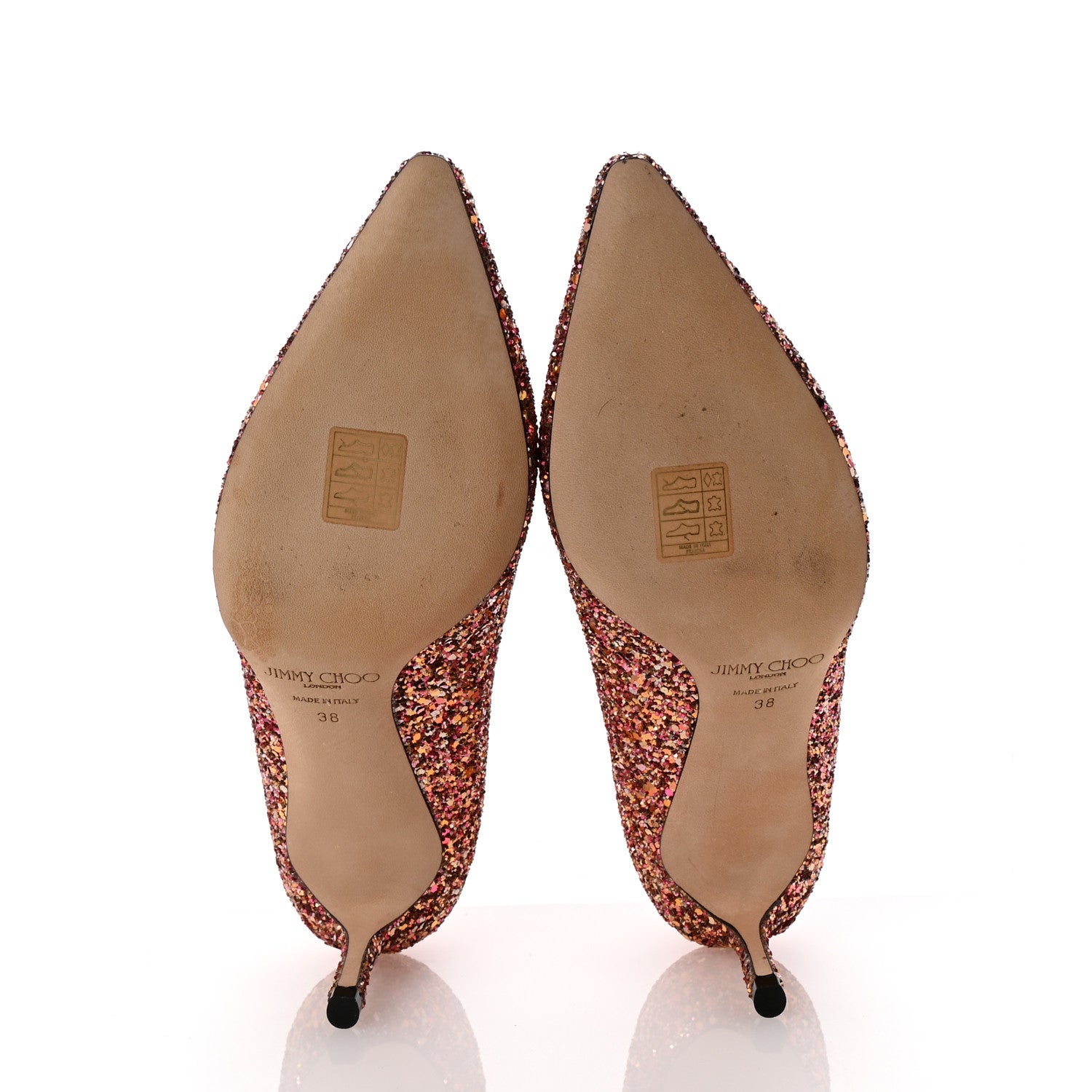 Jimmy Choo Coarse Glitter Degrade Romy 60 Pumps 38 Pink Multi 6 of 9