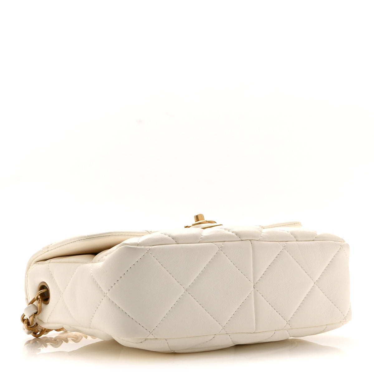 Lambskin Plexiglass Quilted Coco Love Flap White