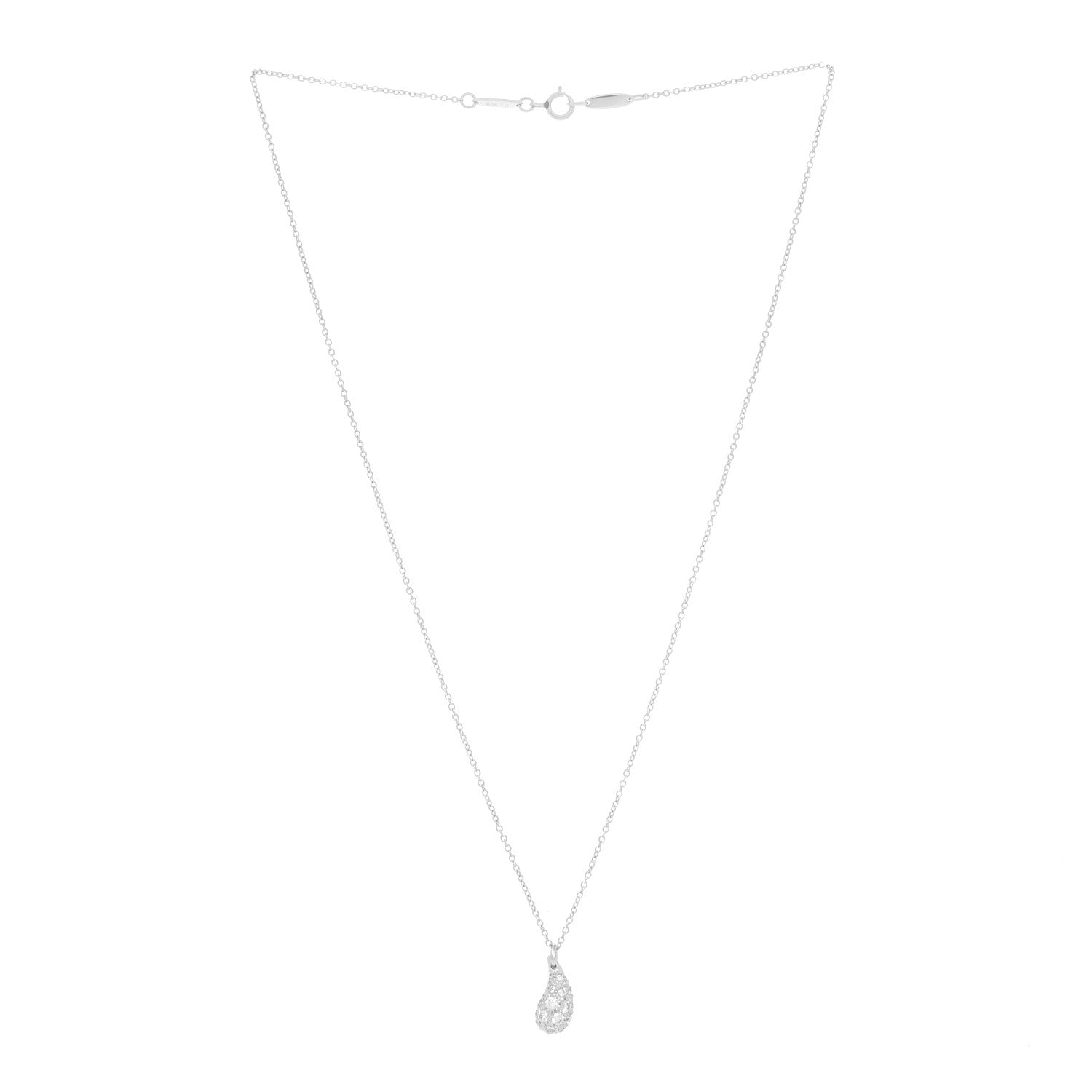 Tiffany Platinum Diamond 6mm Elsa Peretti Teardrop Pendant Necklace 3 of 6