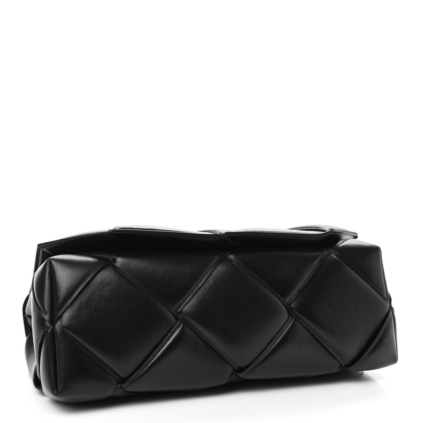 Nappa Intreccio Padded Top Handle Shoulder Bag Black