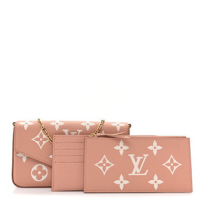 Louis Vuitton Empreinte Monogram Giant Felicie Pochette Chain Wallet Rose Trianon Creme 3 of 14
