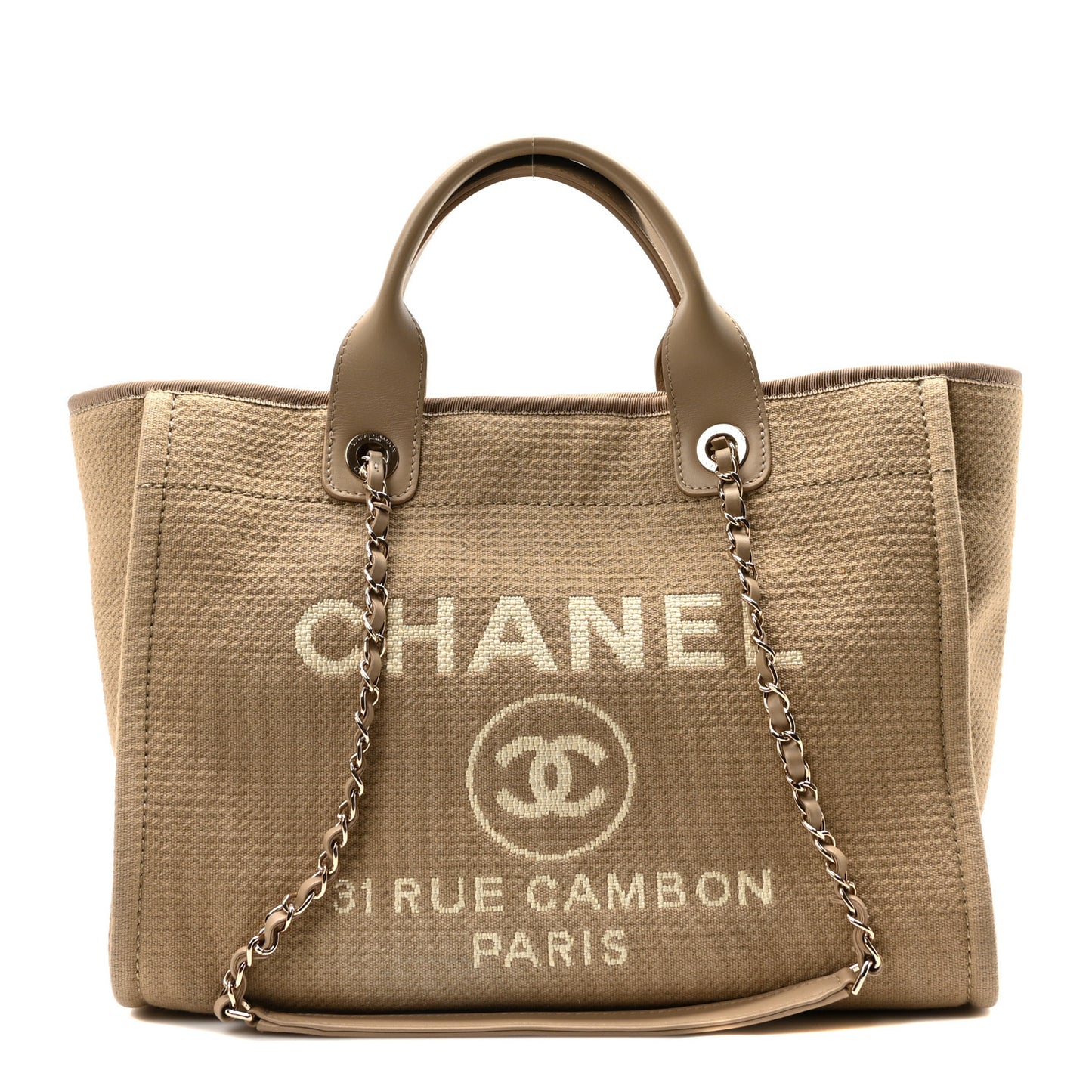 Mixed Fibers Small Deauville Tote Beige