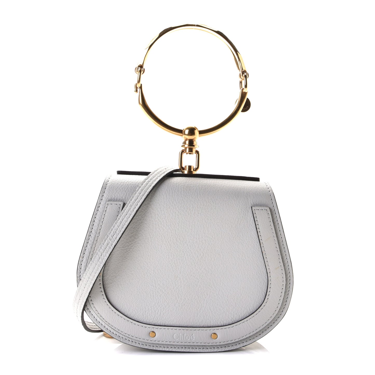 Calfskin Suede Small Nile Bracelet Bag Airy Grey