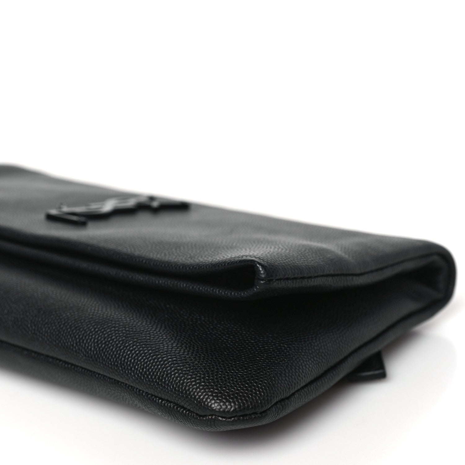 Saint Laurent Grain De Poudre West Hollywood Monogram Fold Over Clutch Black 9 of 9