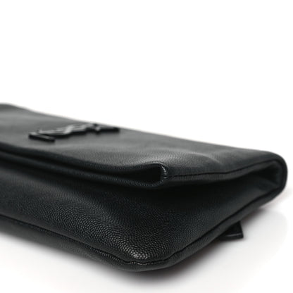 Saint Laurent Grain De Poudre West Hollywood Monogram Fold Over Clutch Black 9 of 9