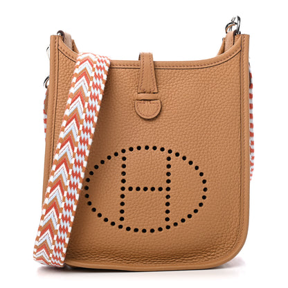 Hermes Taurillon Clemence Allegro Evelyne TPM Biscuit Cornaline White Gold 1 of 10